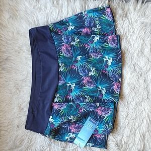 Kyodan Tropical Garden 4 Way Stretch Swim Bikini Skort Bottoms Skirt UPF 40 M